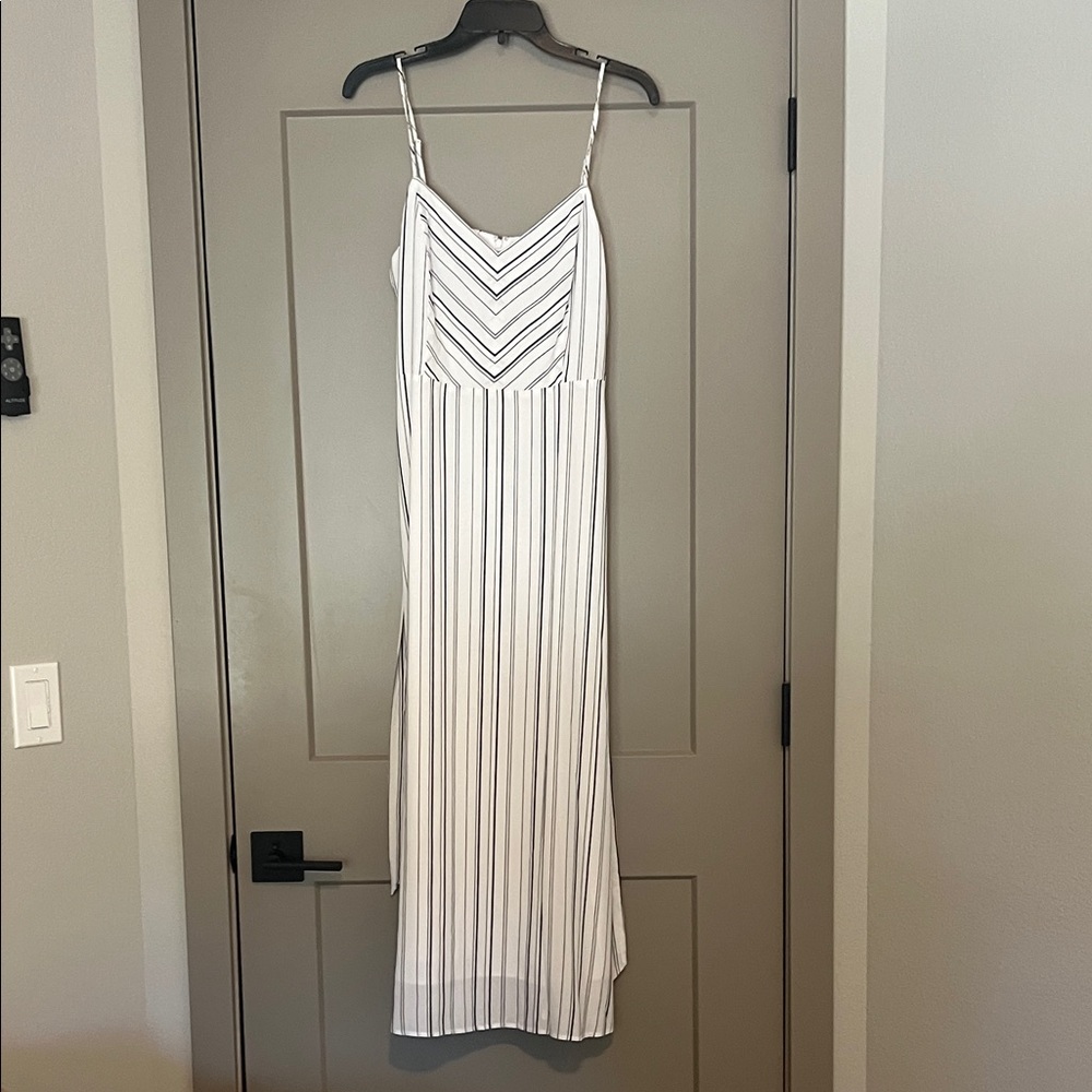 LOFT Striped Maxi Dress in White and Black